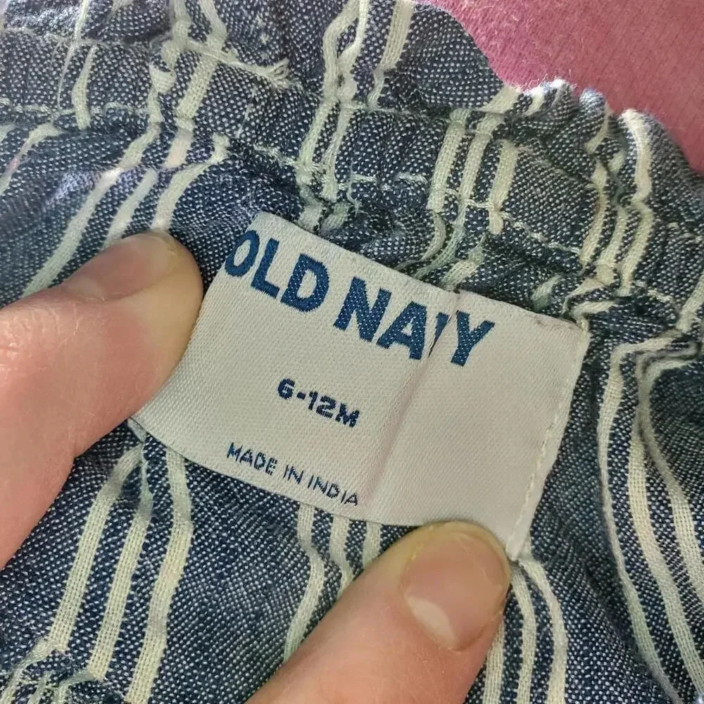 Old Navy Matching Blue & White Striped Summer Outfit Baby Girl Size 6-12M